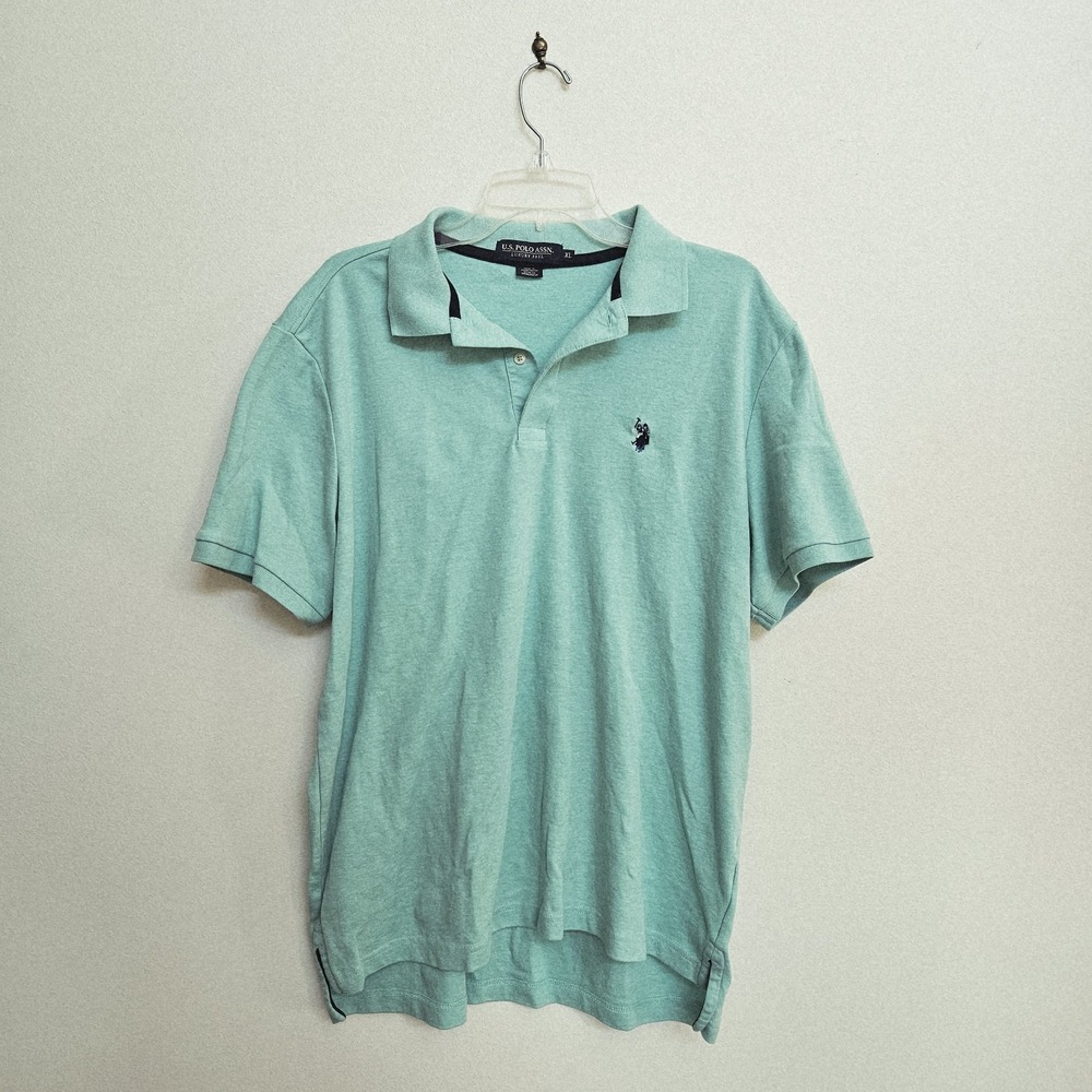 US Polo Assn Short Sleeve Polo Shirt Men's XL Luxury Feel Aqua Blue